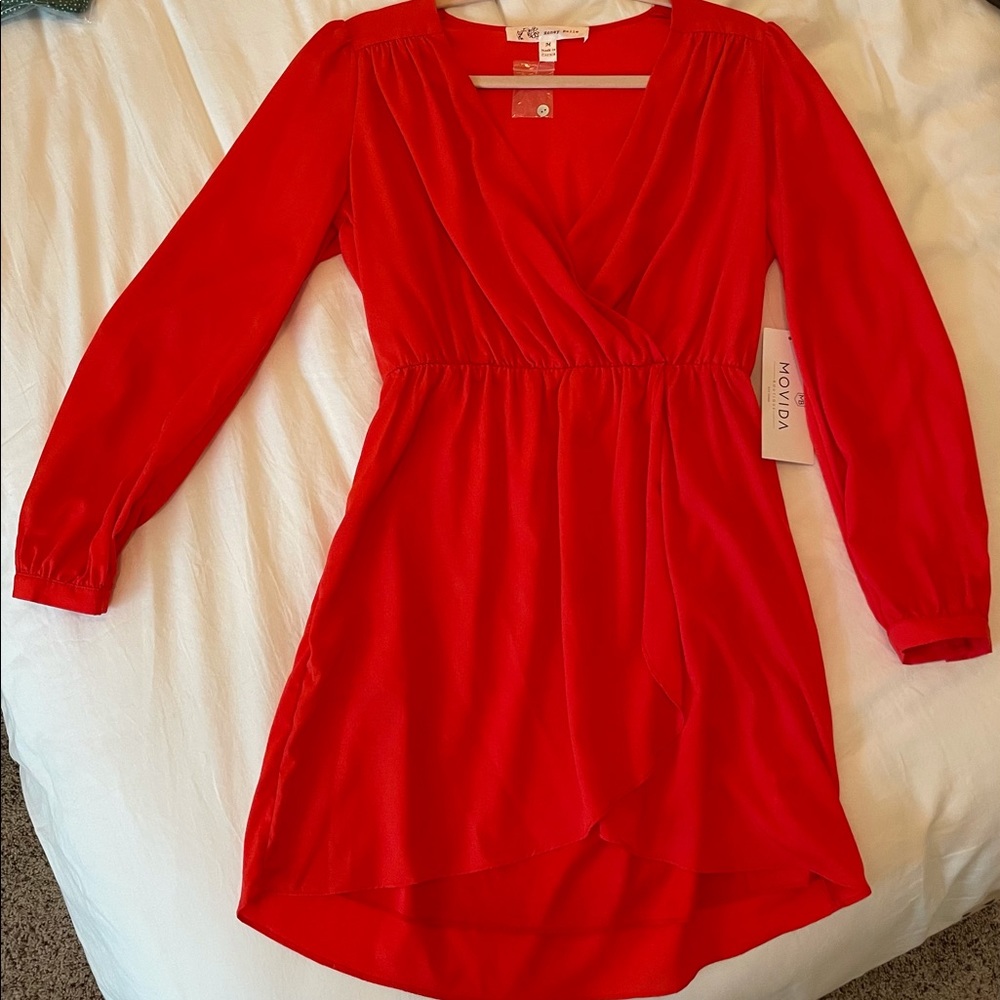 Honey Belle Red Wrap Mini Dress MEDIUM